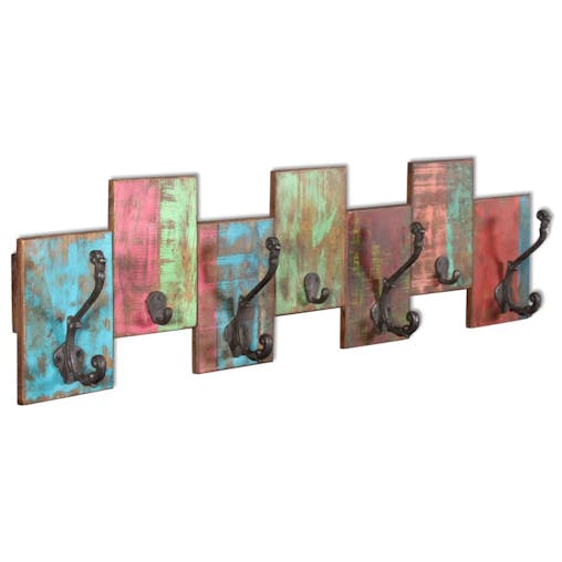 NNEVL Coat Rack with 7 Hooks Solid Reclaimed Wood