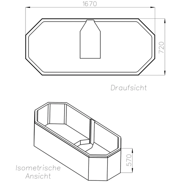 Wannenträger »Sicilia«, BxHxL: 72 x 57 x 167 cm, weiß