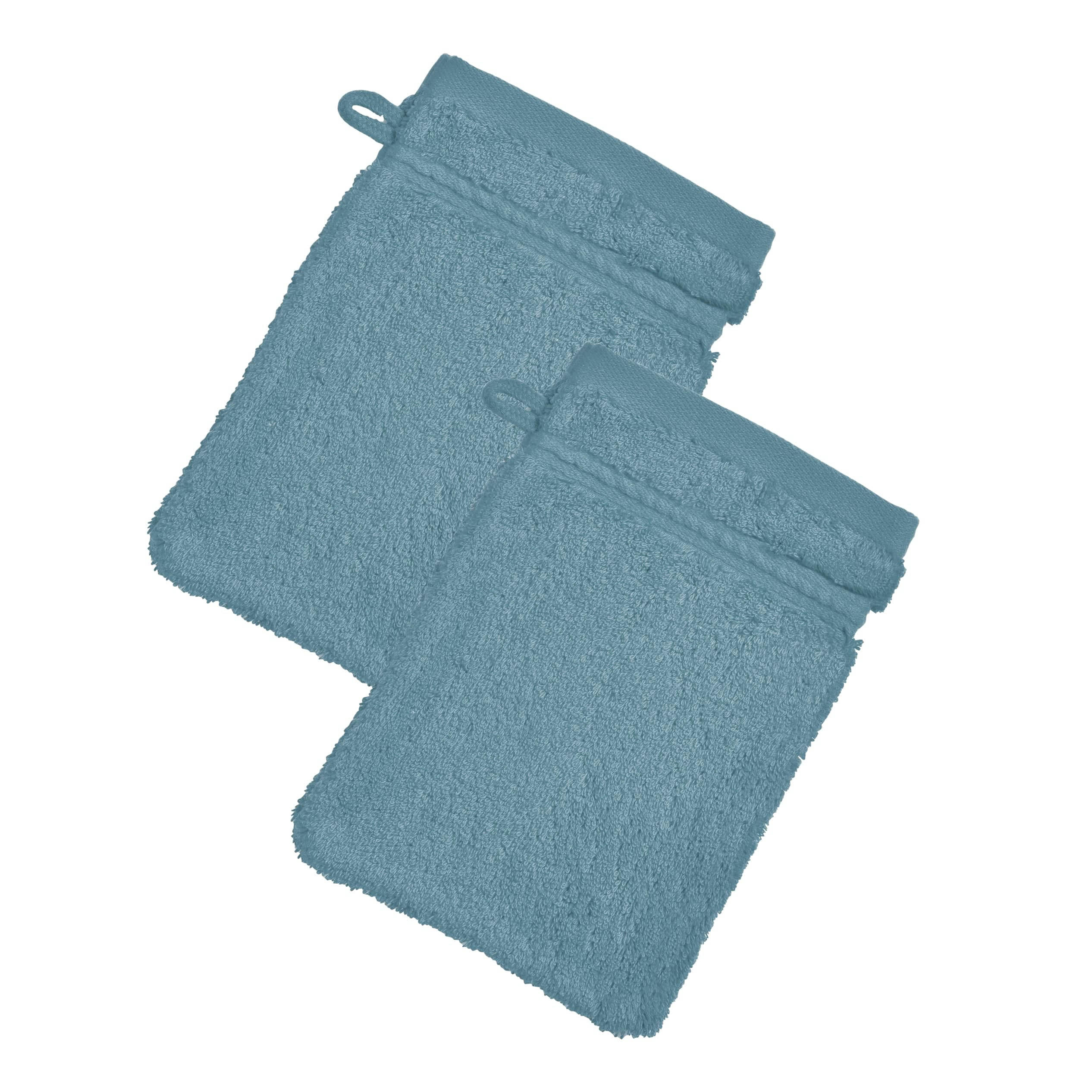 COTON D'EGYPTE - Lot de 2 gants de toilette bleu 15x21 en coton
