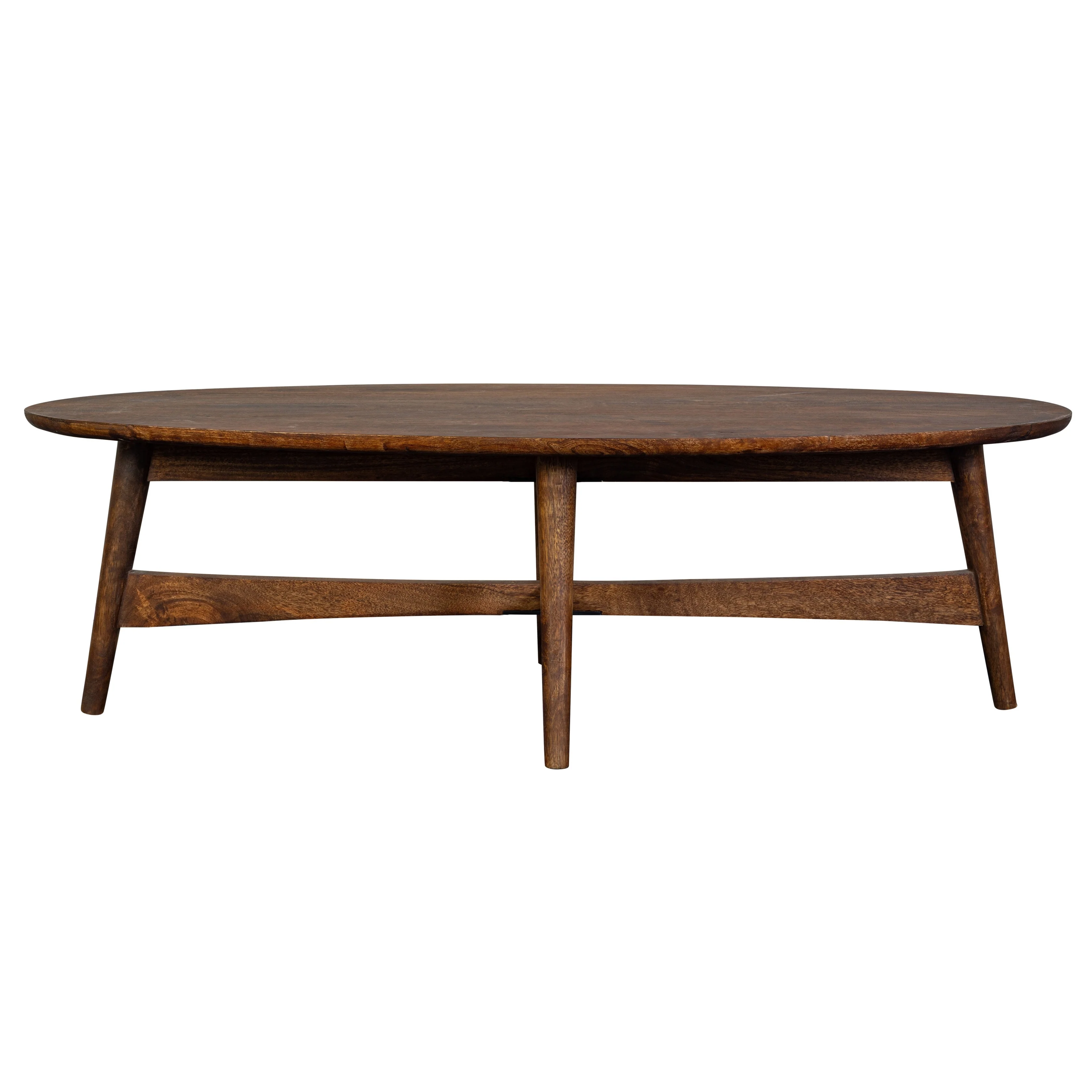 Porter Designs Baja Transitional Solid Mango Wood Oval Coffee Table, Dark Brown