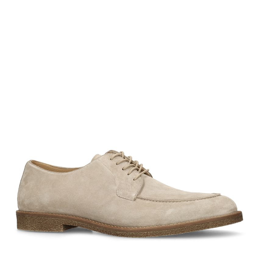 Manfield Beige suède veterschoenen