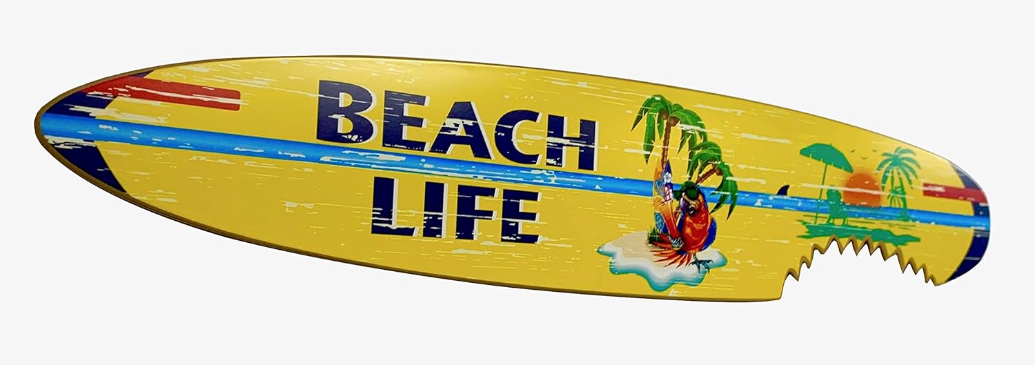 Beach Life Surfboard Wall Sign Indoor Use Only 46.5 inches long Indoor use only