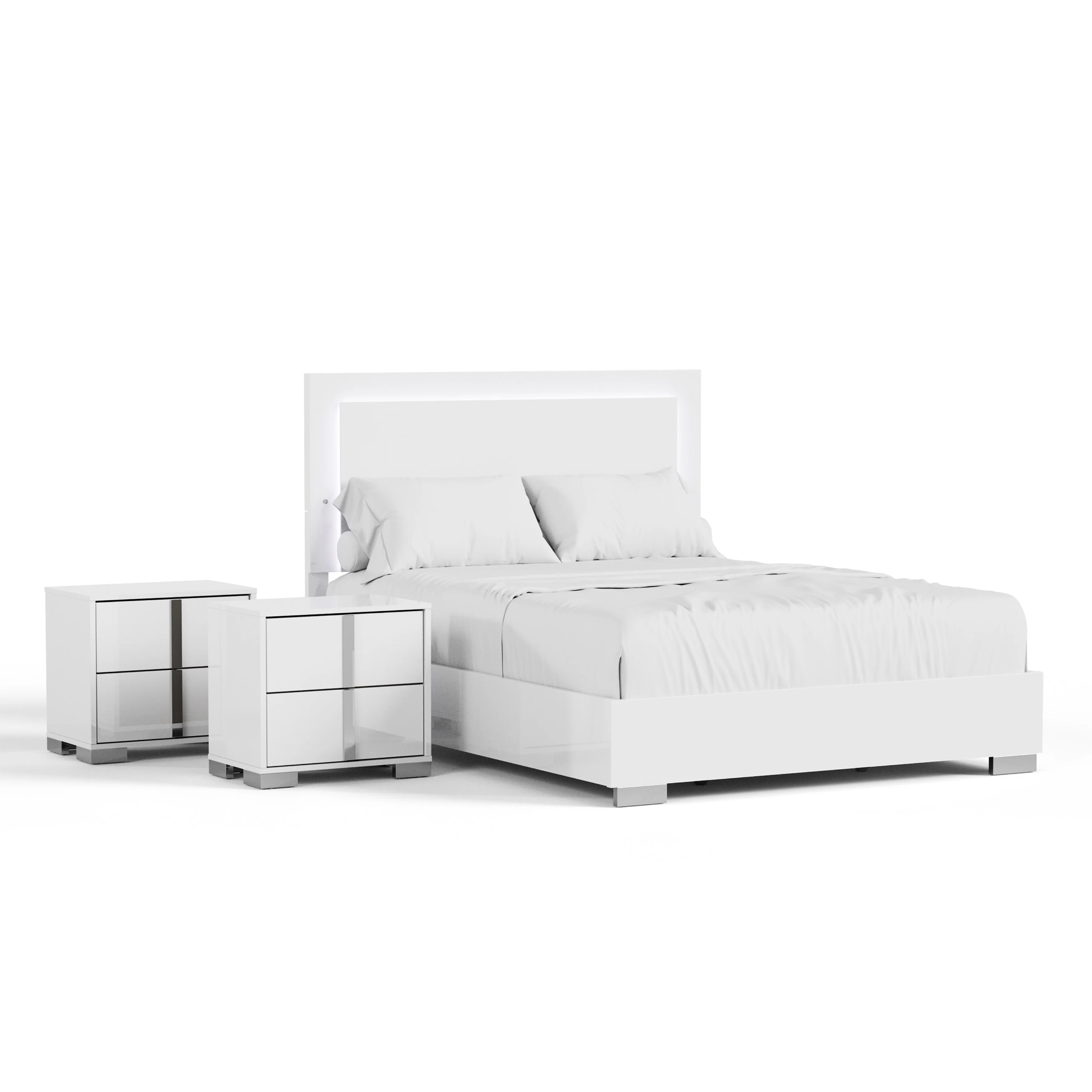 Furniture of America Erina Modern Glossy 3-Piece Panel Bedroom Set