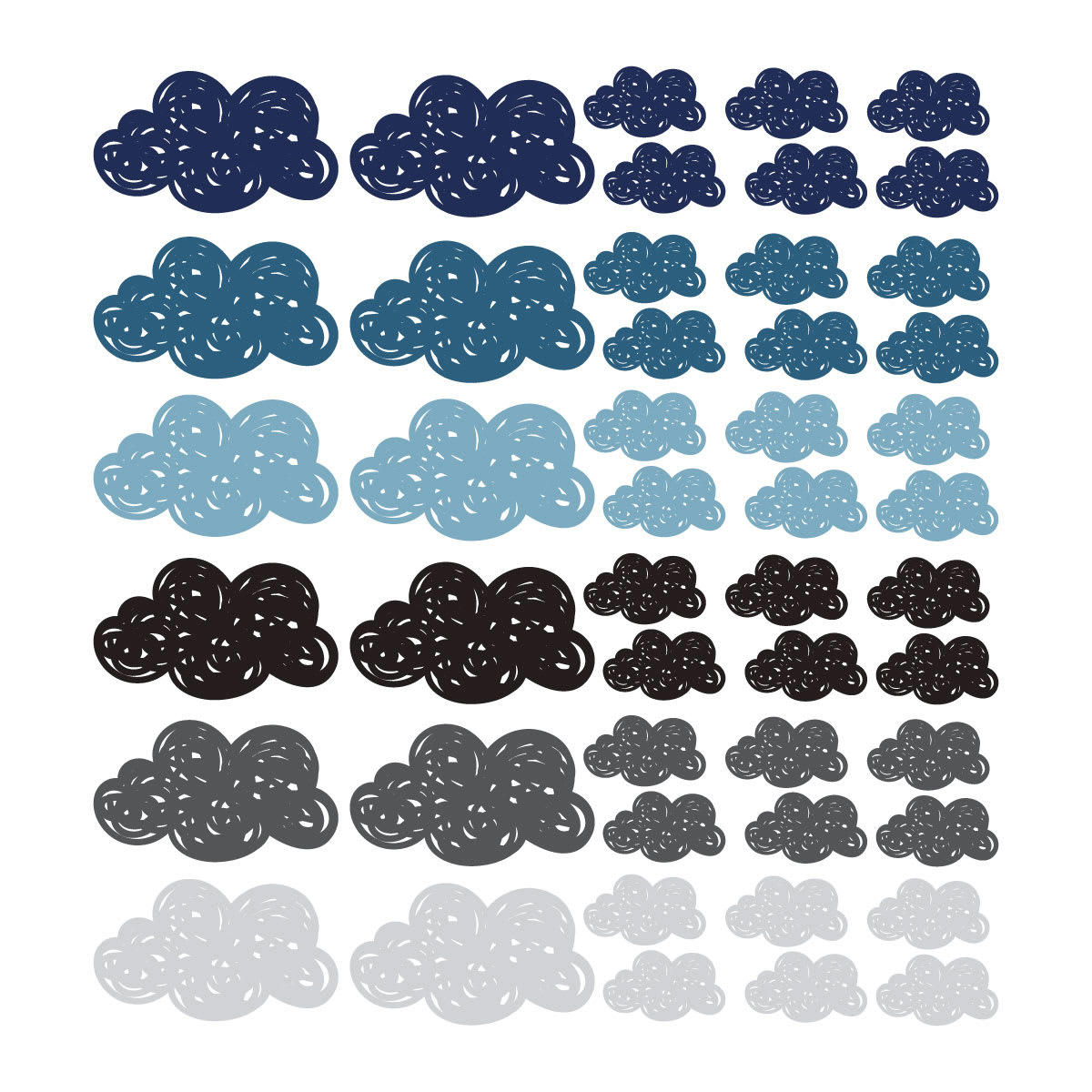 CLOUDS - Stickers muraux en vinyle petits nuages bleu et gris