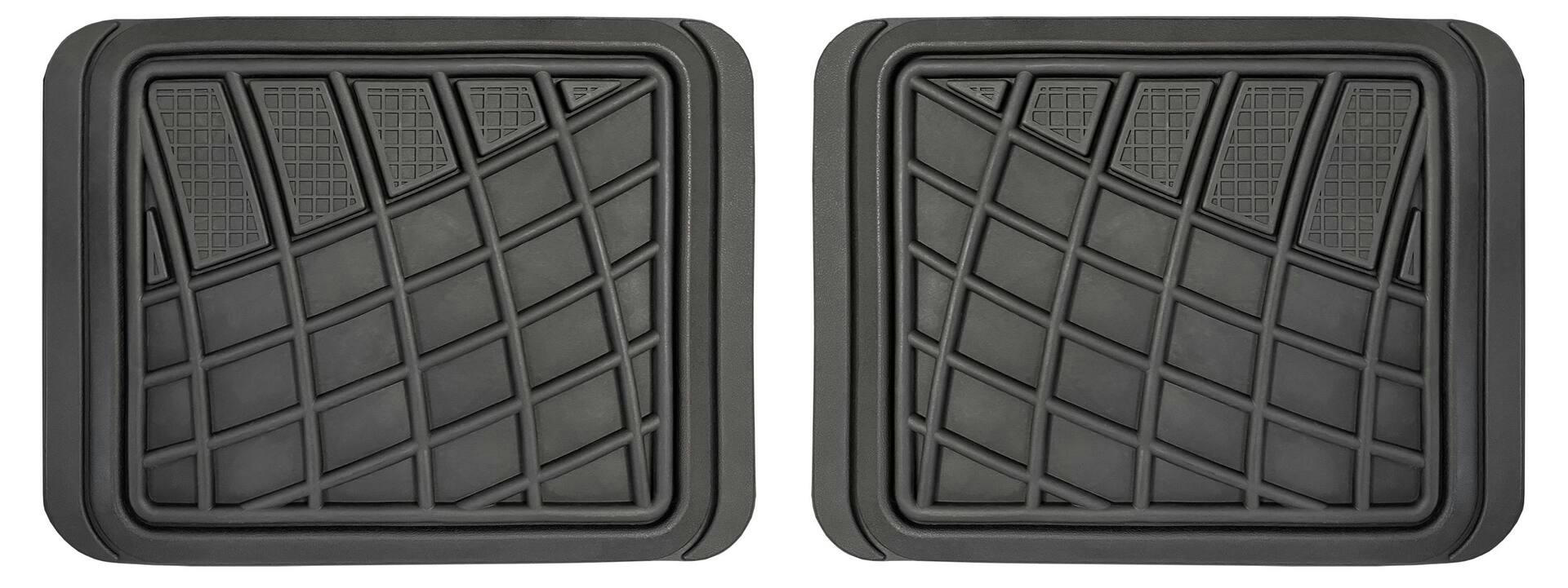 AutoTrends Grid Rubber Floor Mat with Anti-Skid Backing, Black, 4-pc