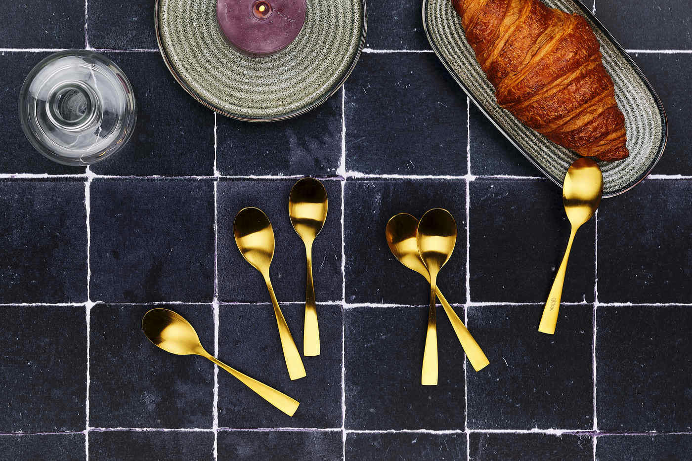 NUDE - Lot de 6 petites cuillères en inox or