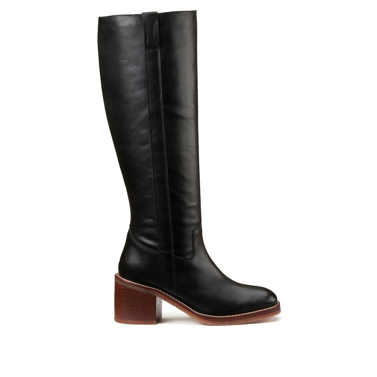 Bottes en cuir à talon large