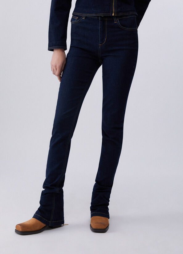 Jeans vita alta con zip