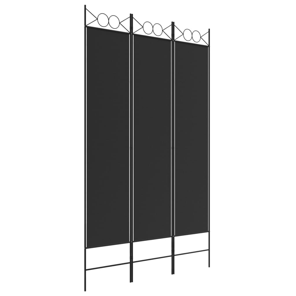 Parawan Pokojowy Dekoracyjny Przegroda Parawan Składany Czarny 120x200 cm