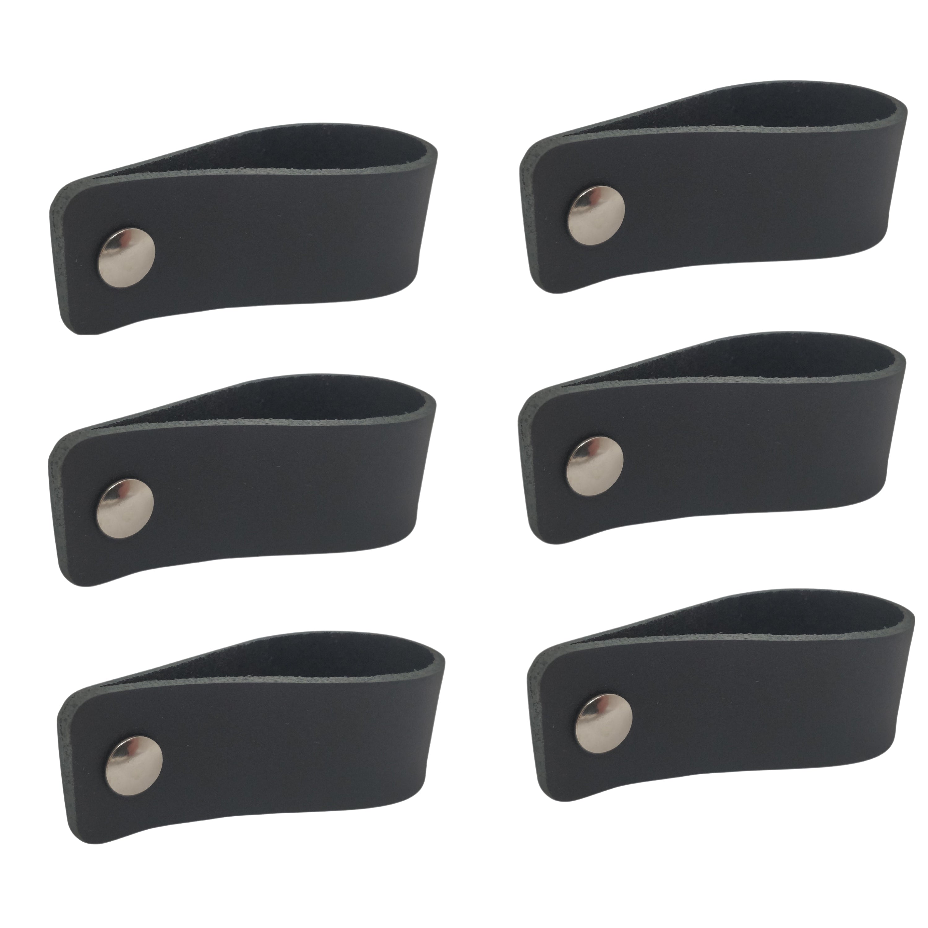 XIVADA Leren Handgreep Juqa - Boren - Leer - Zwart - Set van 6