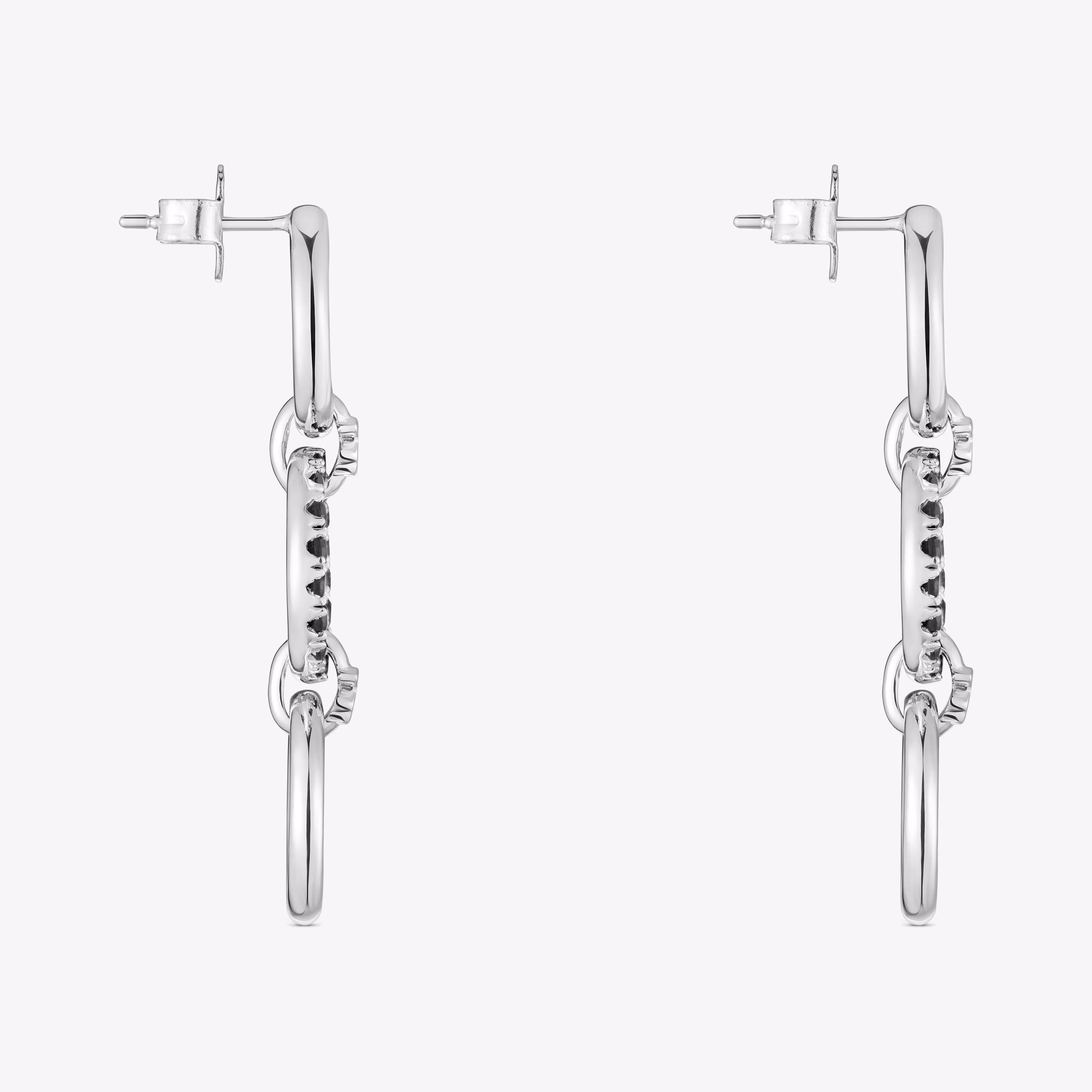 Pendientes largos de plata y espinela negra Straight