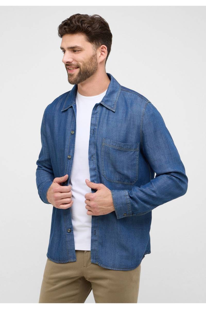 ETERNA 1863 Modern Fit Hemdjacke blau, Einfarbig