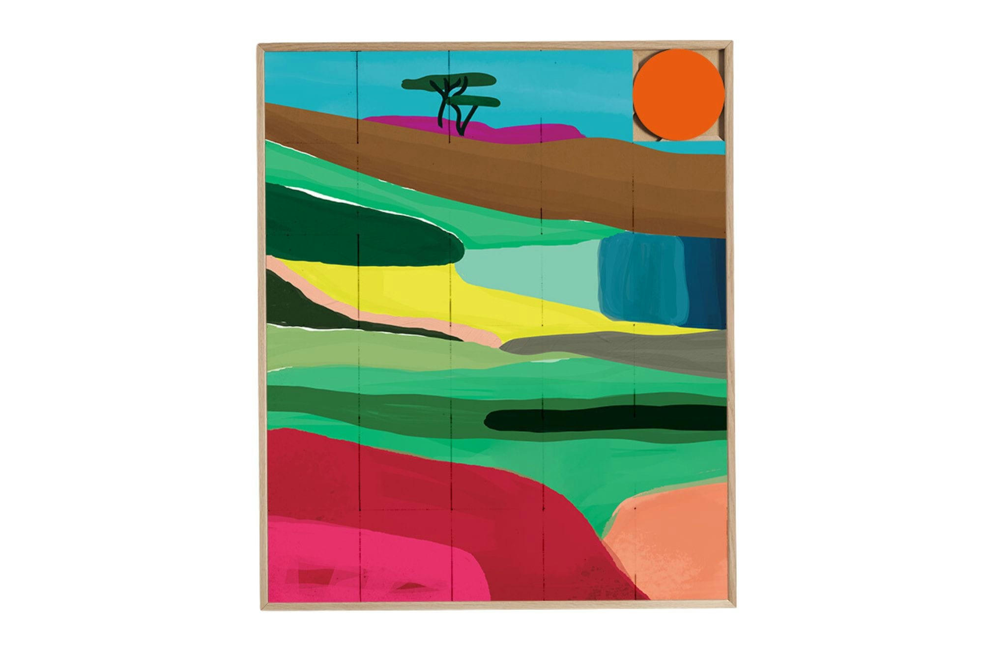 FALAIZE - Tableau en bois taquin décors de cote d'opale  78 x 93
