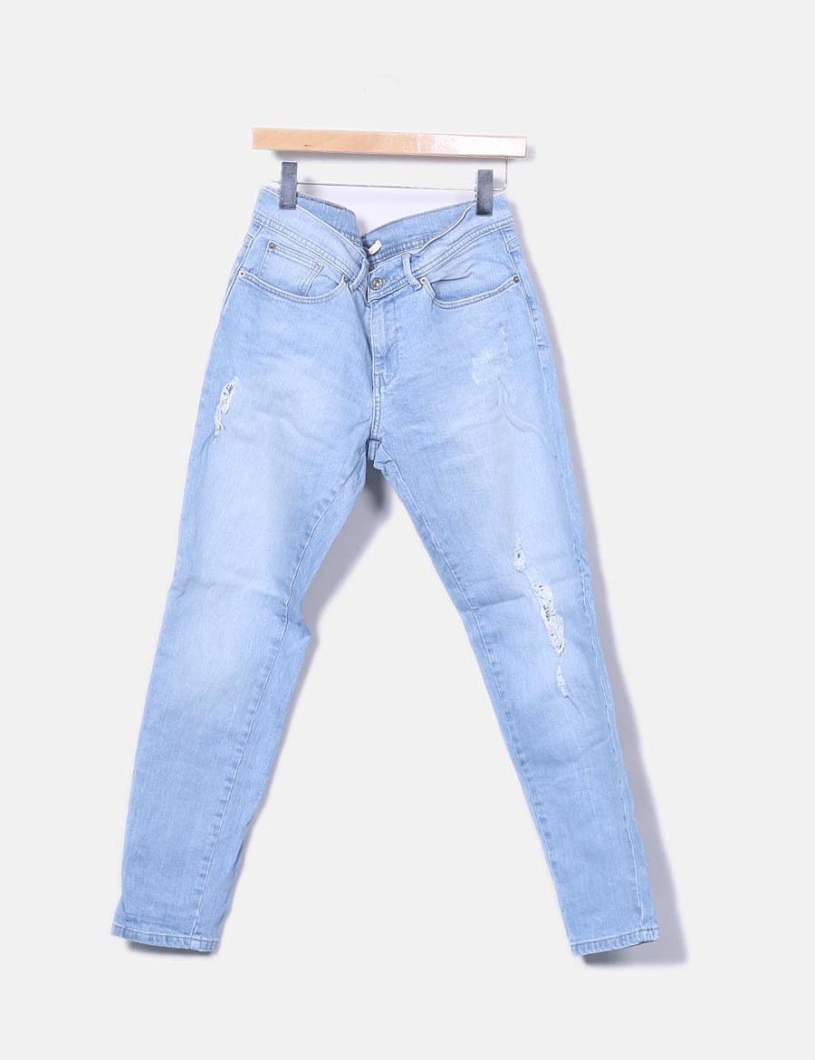 Camaïeu Light denim trousers ripped