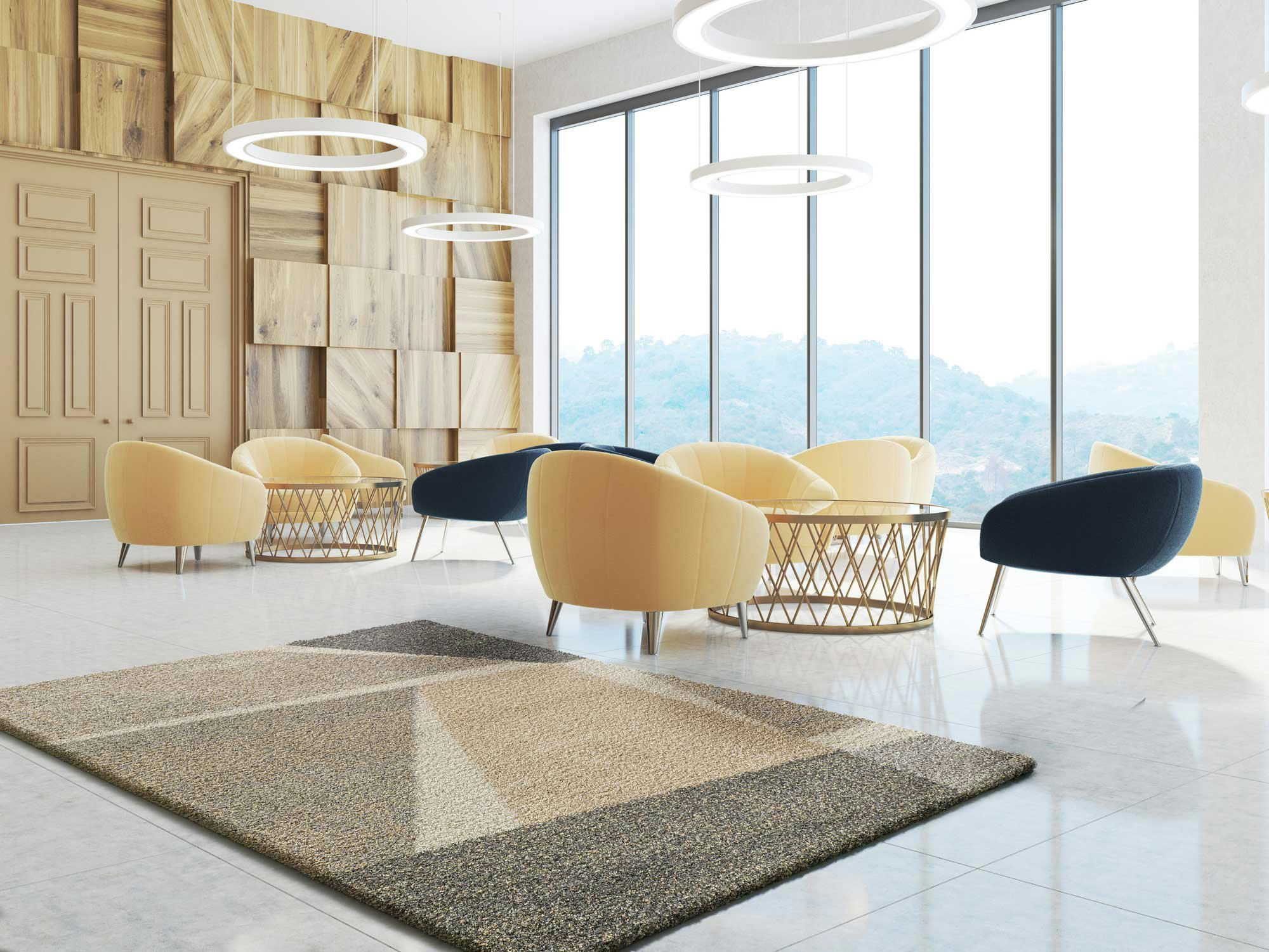 CESKY - Tapis shaggy gris et beige, 080X150 cm