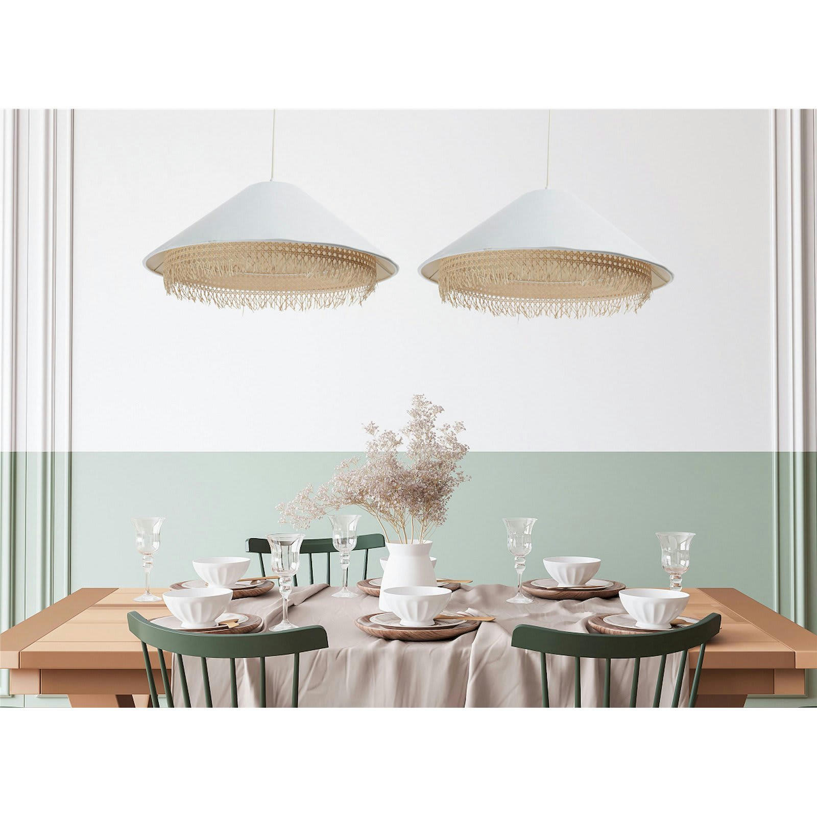 SENSEI - Suspension Rotin Blanc 60x60x26 cm