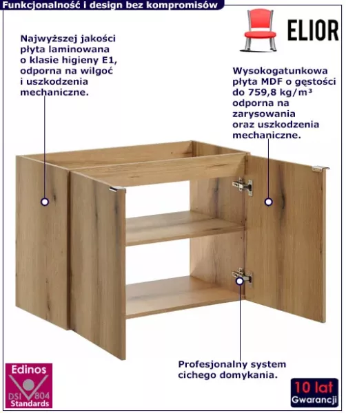 Nowoczesna szafka do łazienki w kolorze dębu - Riren