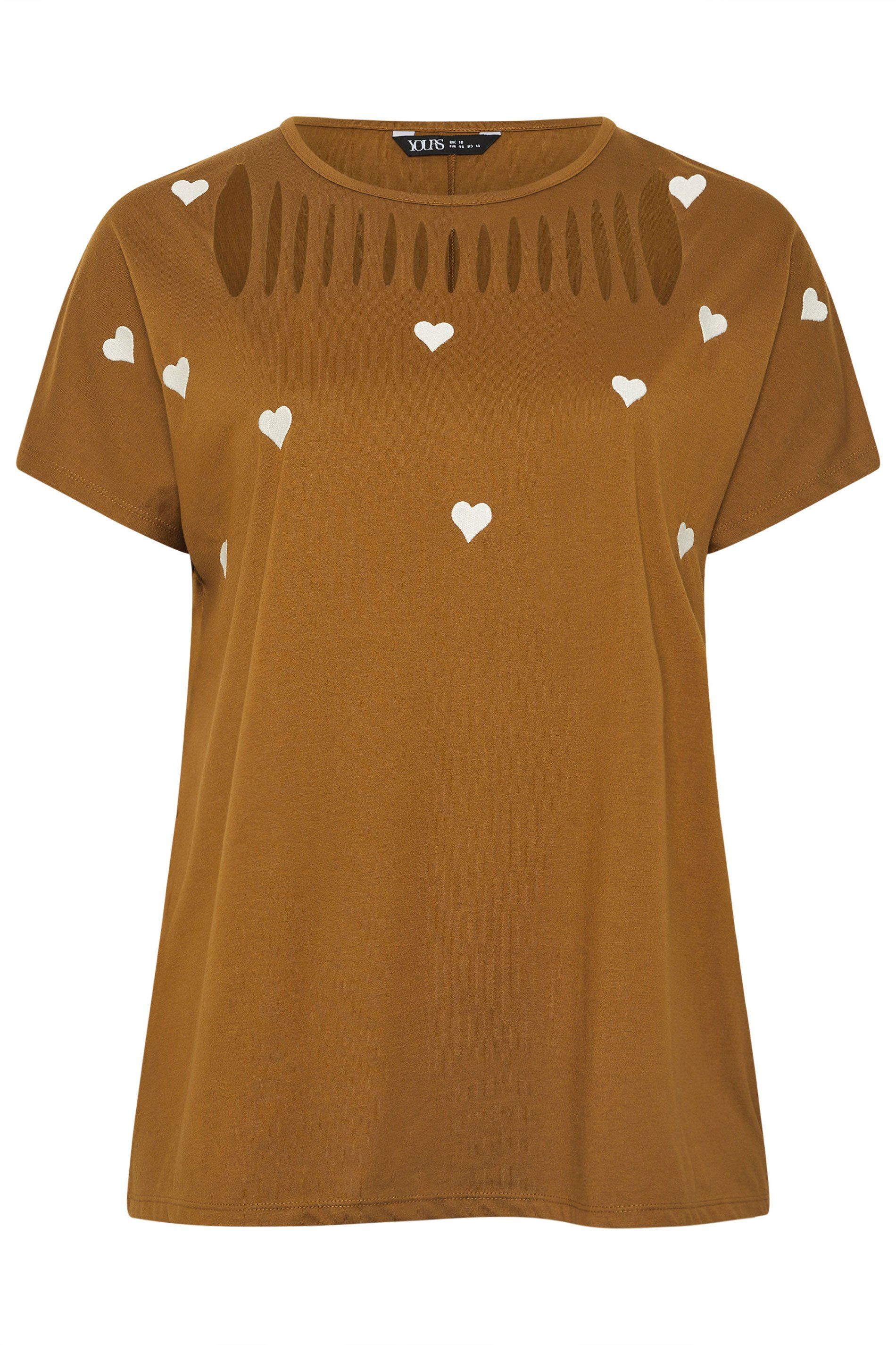 Yours Embroidered Heart Slash Detail Top
