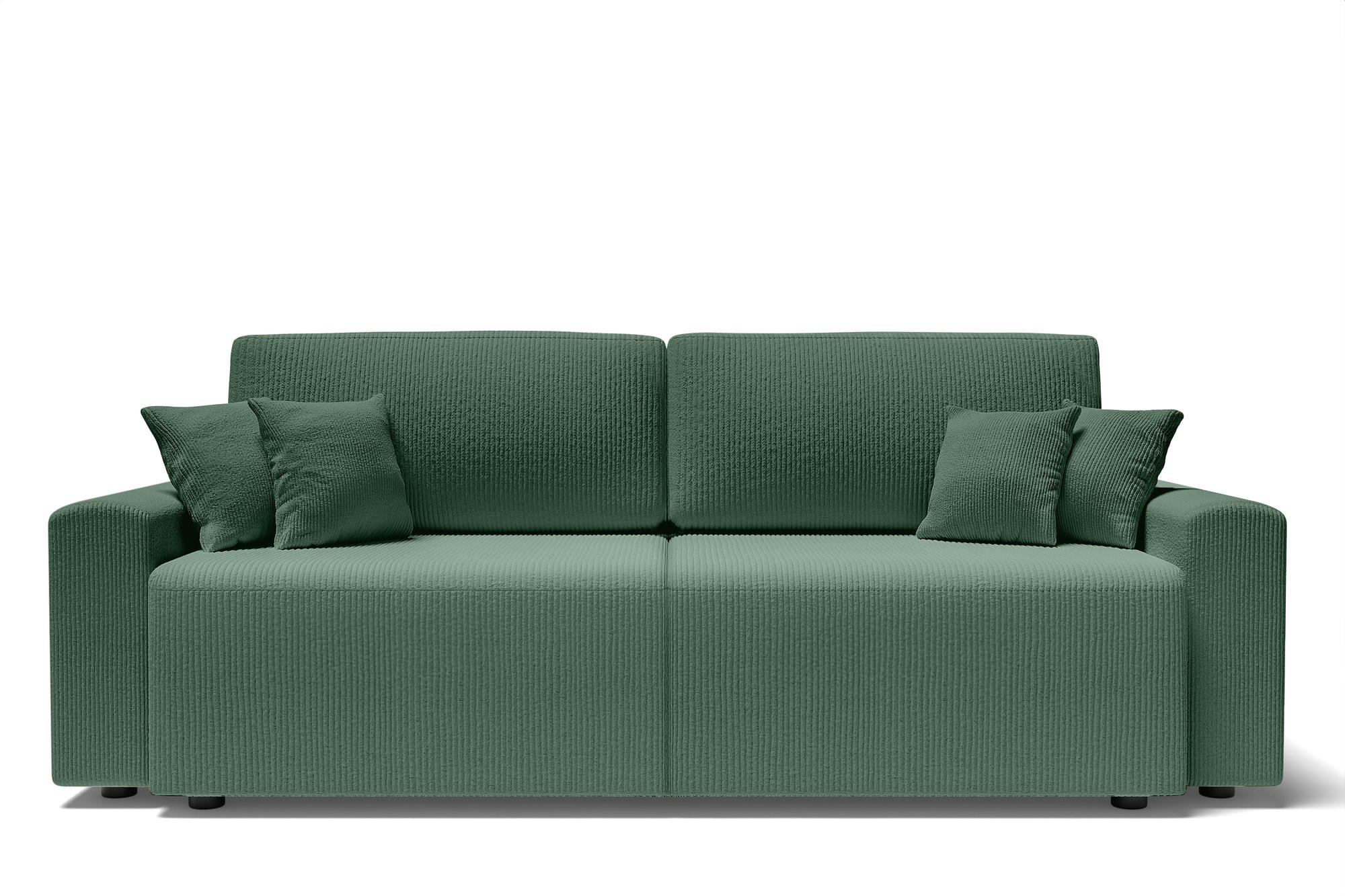 MILO - Canapé droit convertible en velours côtelé 3 places vert