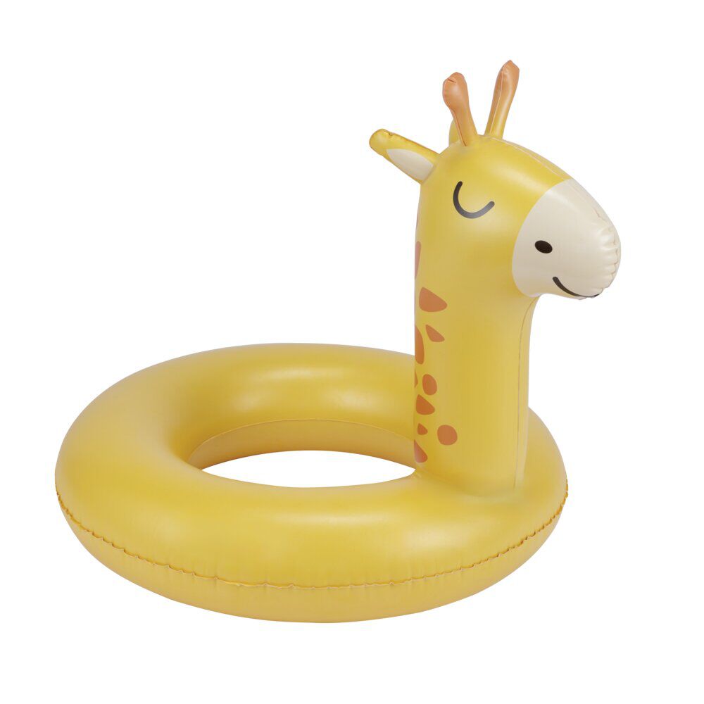 Bouée ronde tête de girafe plastique jaune Ø60cm