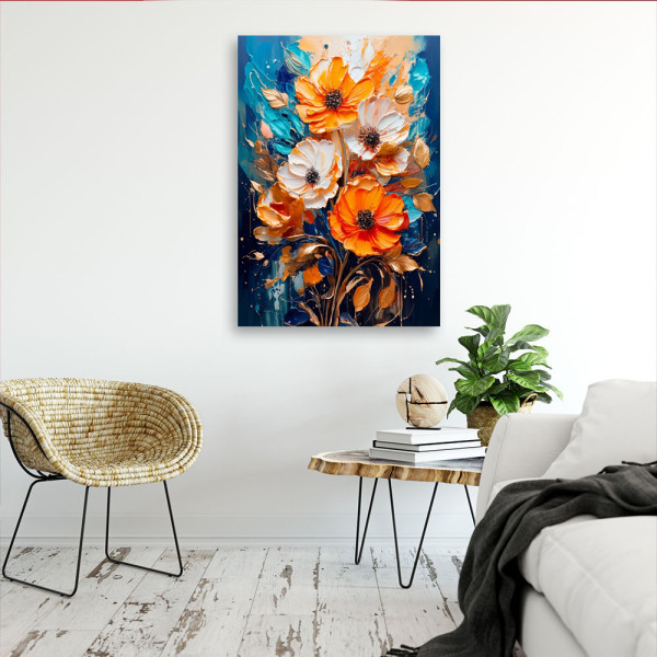Feeby Obraz nowoczesny, Kwiaty Akwarela Pomarańcz 40x60
