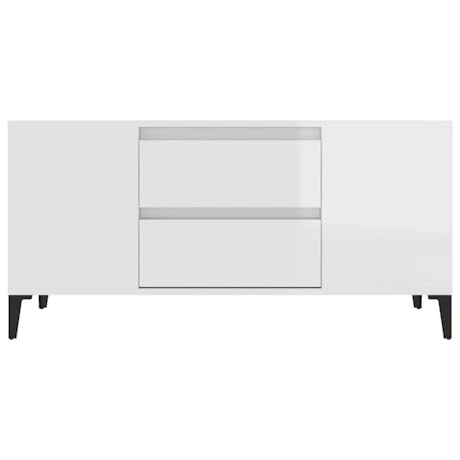NNEVL TV Cabinet High Gloss White 102x44.5x50 cm Engineered Wood