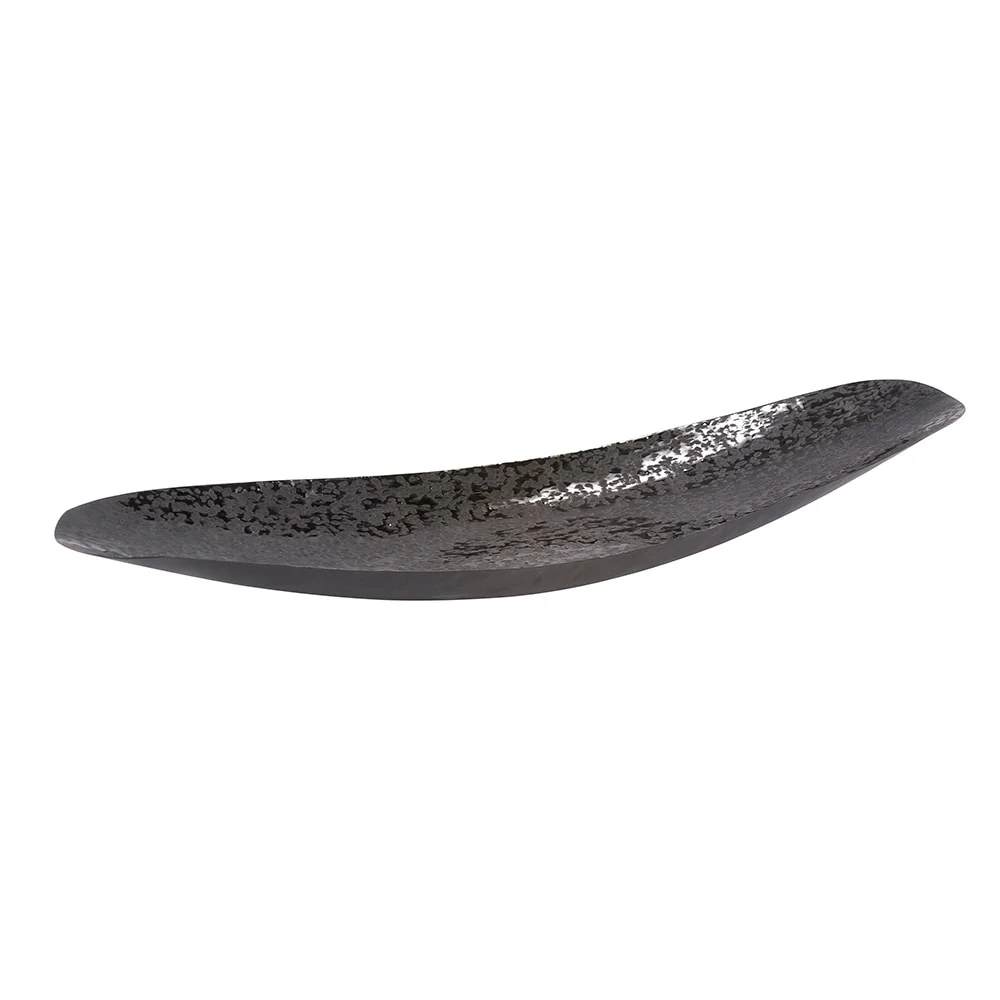 Allan Andrews Chiseled Texture Black Iron Elongated Tray, Large - 3H x 28W x 6D