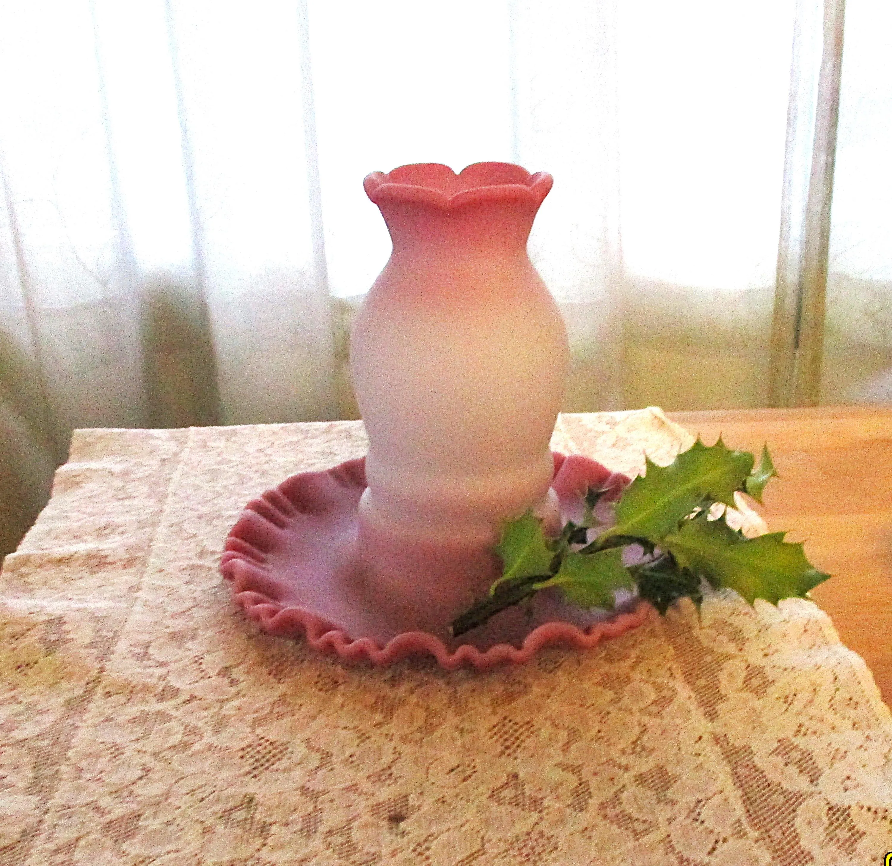 Vintage Fenton Fairy Lamp, Pink Burmese, One Piece, Night Light, Nursery Light, Home Decor