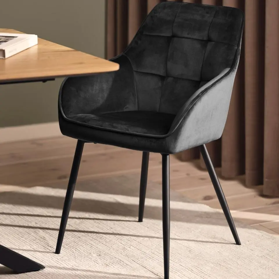 Eetkamerstoel Donkergrijs Velvet - Nolan - Set van 2