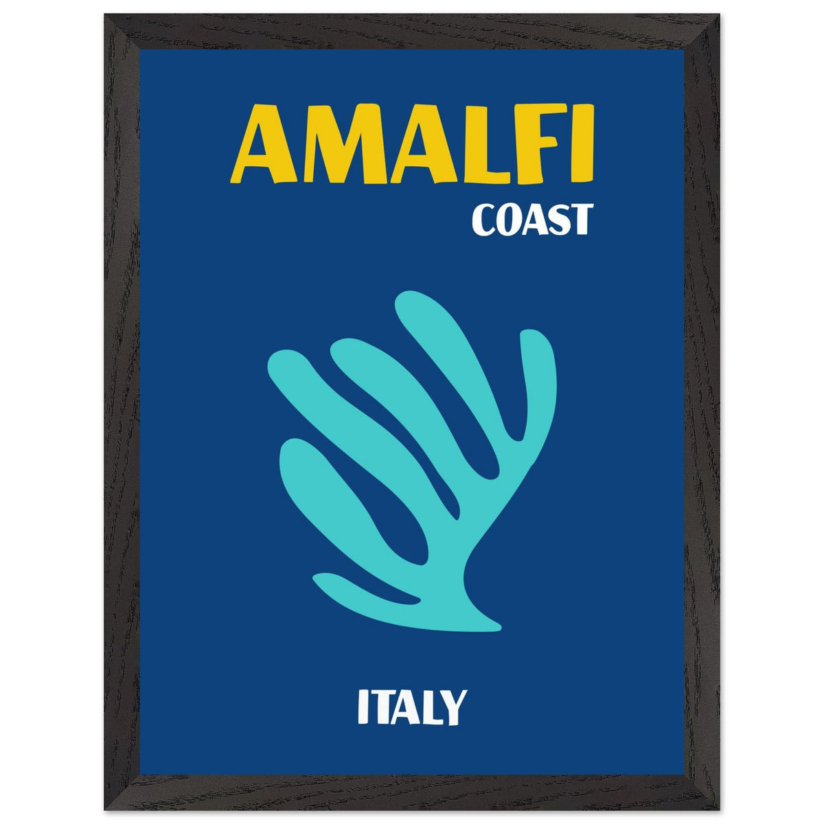 Artfulprints Poster met Lijst Italië - Amalfi  - 30x40 cm - Blauw