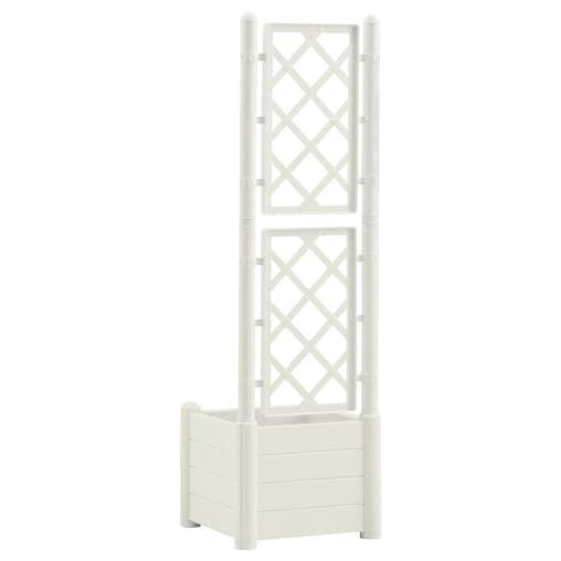NNEVL Garden Planter with Trellis 43x43x142 cm PP White