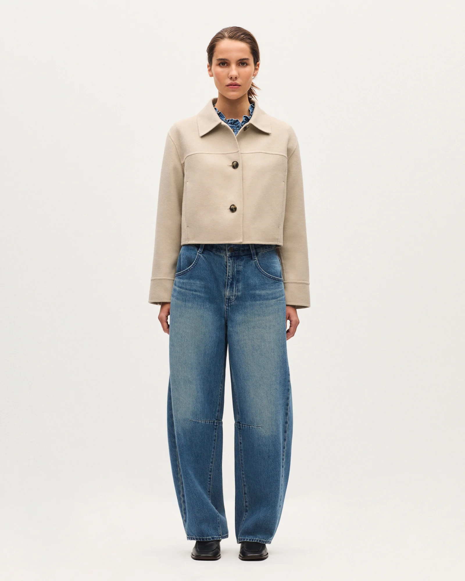 Blouson court double face avec laine