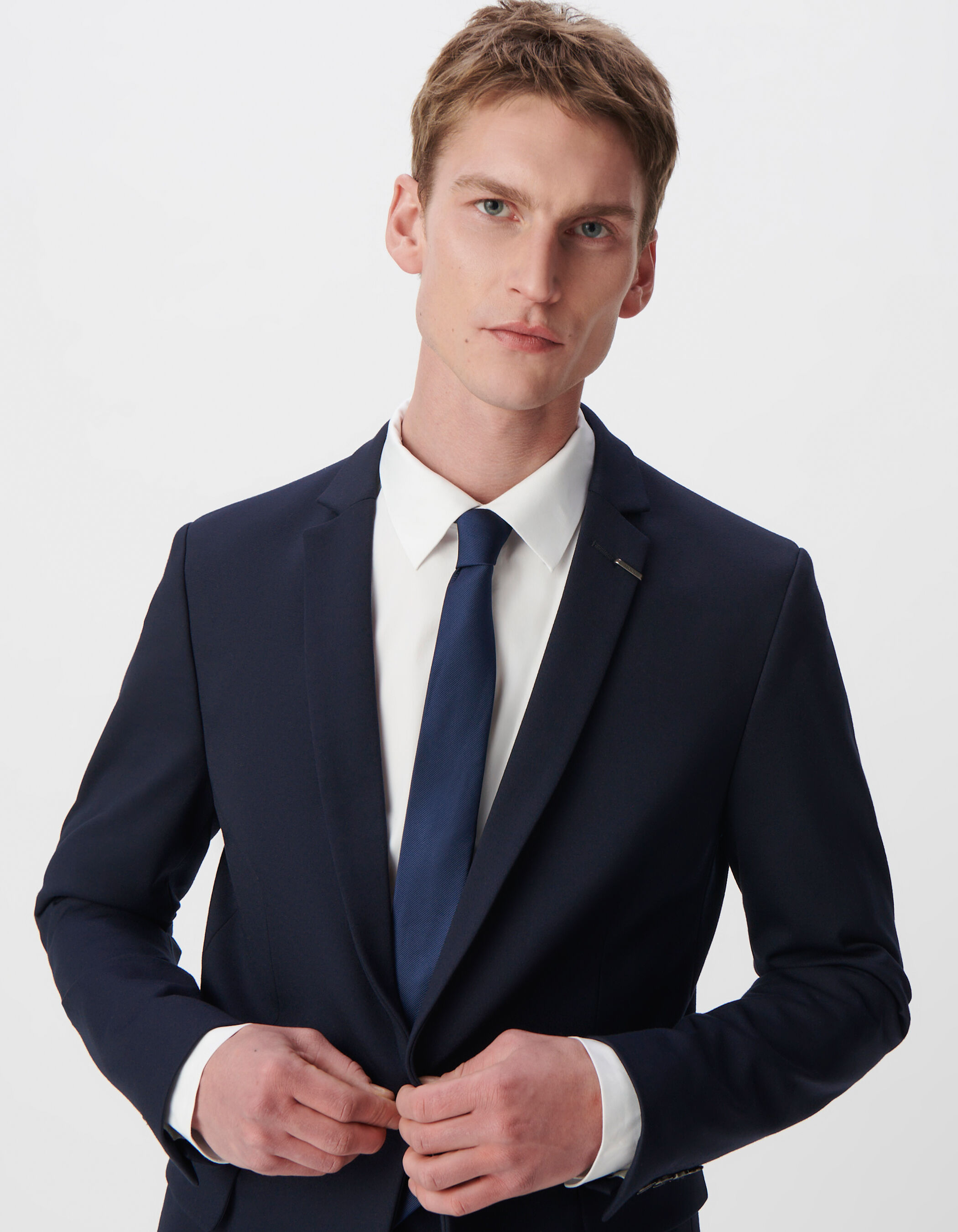 Veste de costume SLIM marine maille Milano Homme
