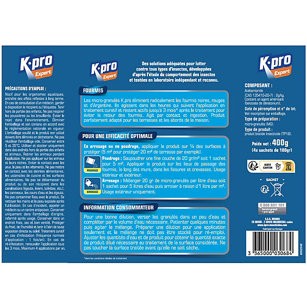 Anti fourmis action radicale contre tous types de fourmis Kapo expert 400g