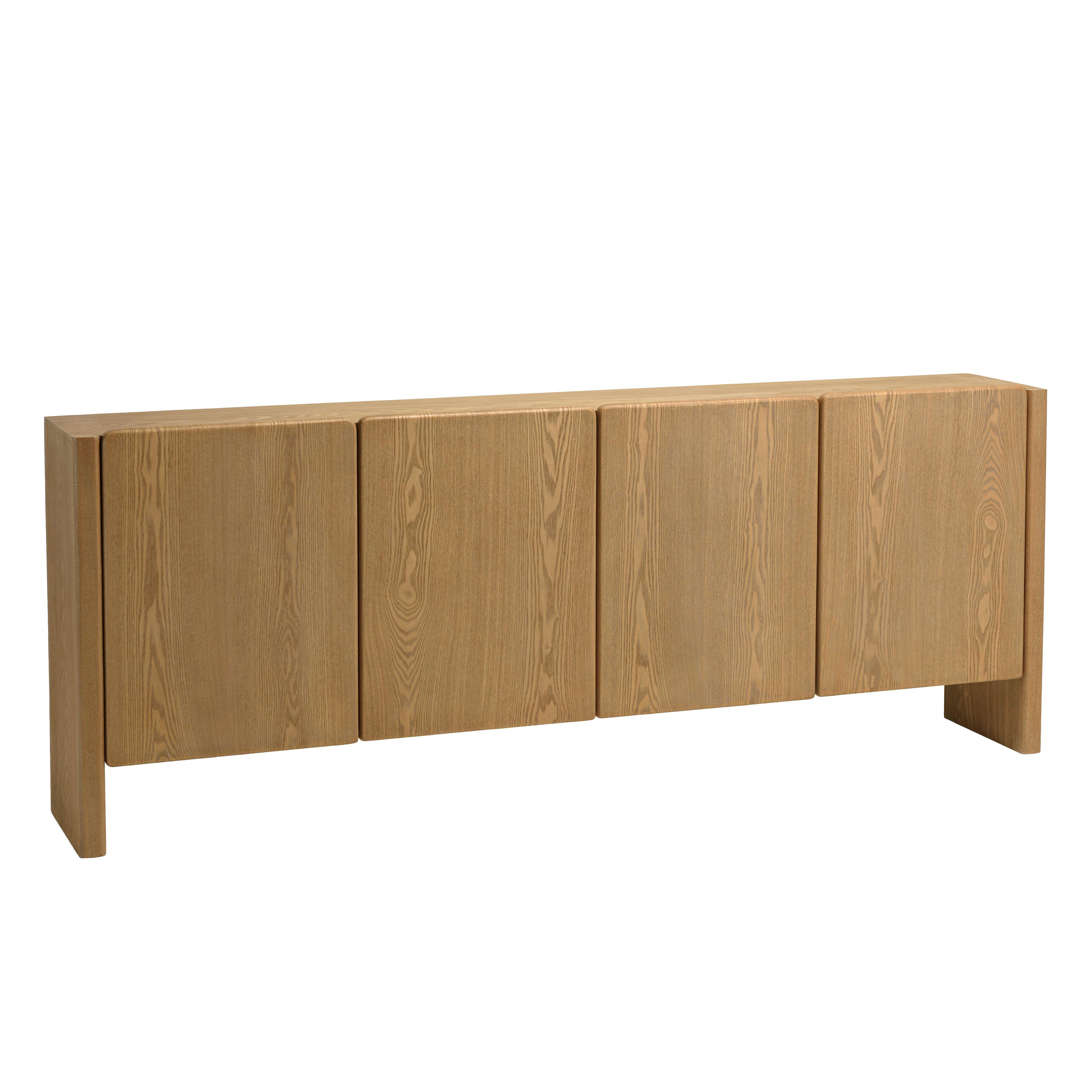 Buffet 213 cm couleur naturelle 4 portes design arrondi VELAR