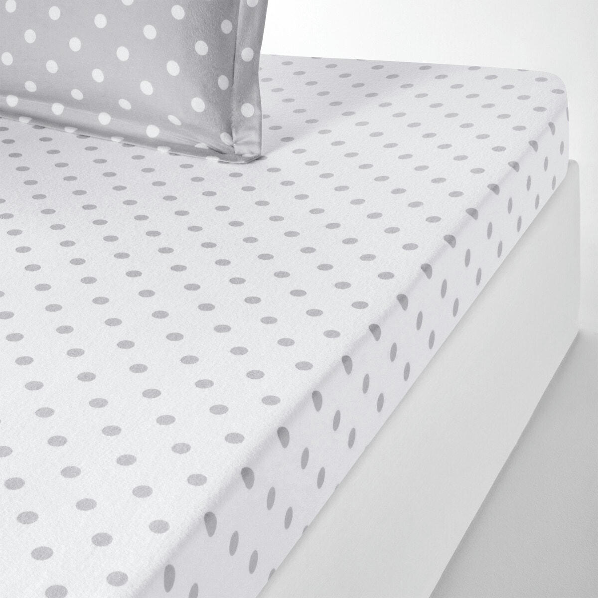 Drap housse flanelle imprimé pois, Clarisse