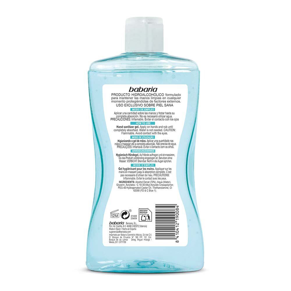 Gel Hydro nettoyant hydroalcoolique pour les mains Babaria 300 ml