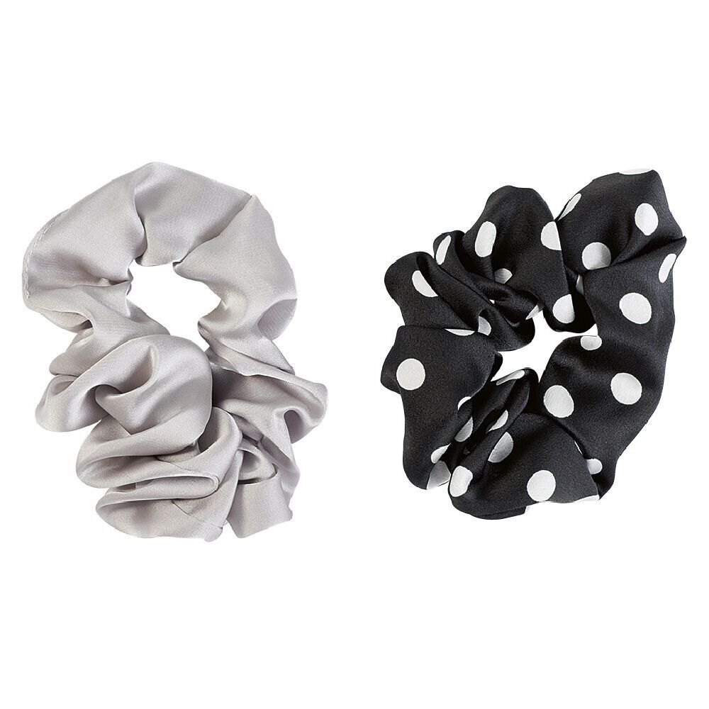 Chouchou en mousseline gris et noir x 2