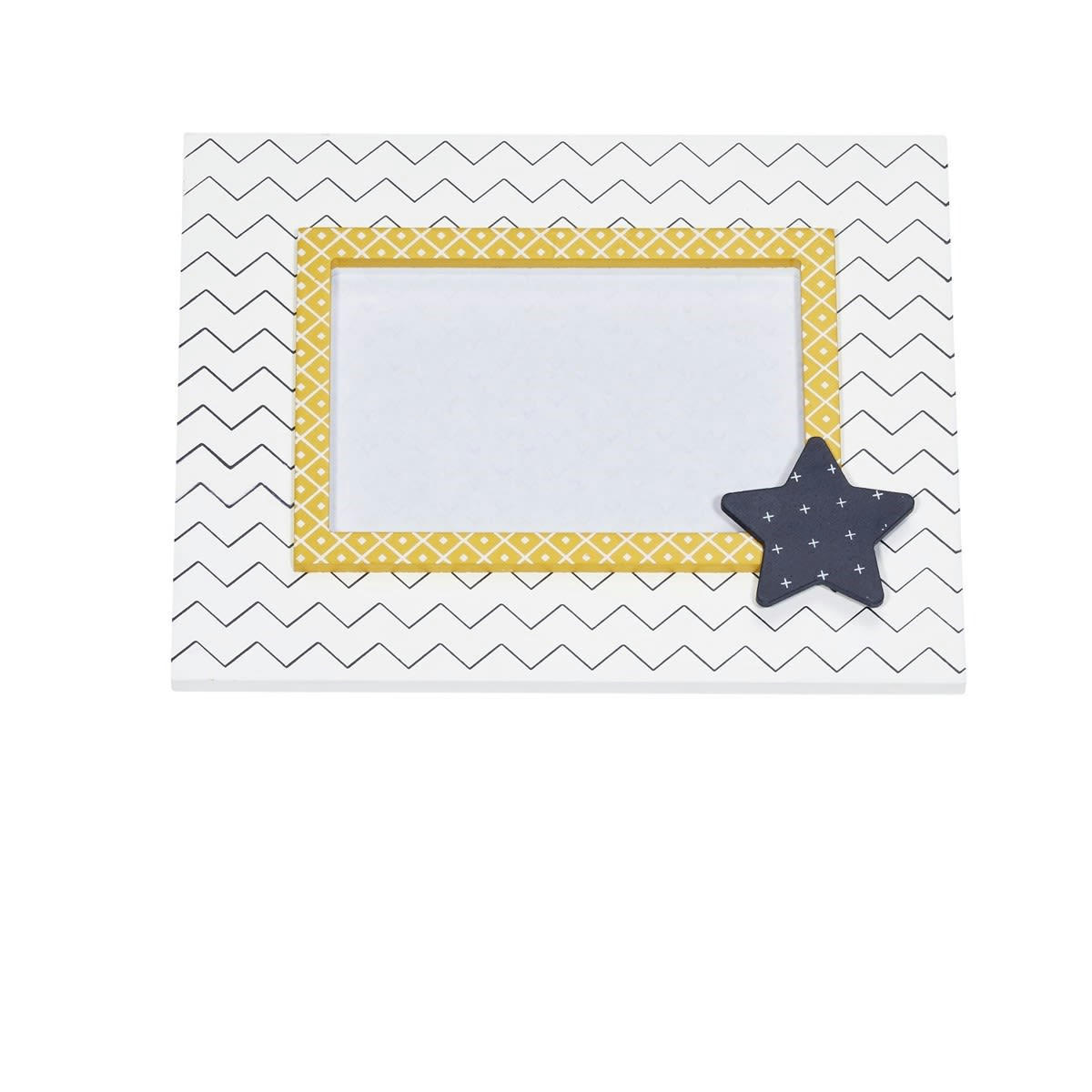 HELLO - Cadre Photo Chevrons en MDF blanc