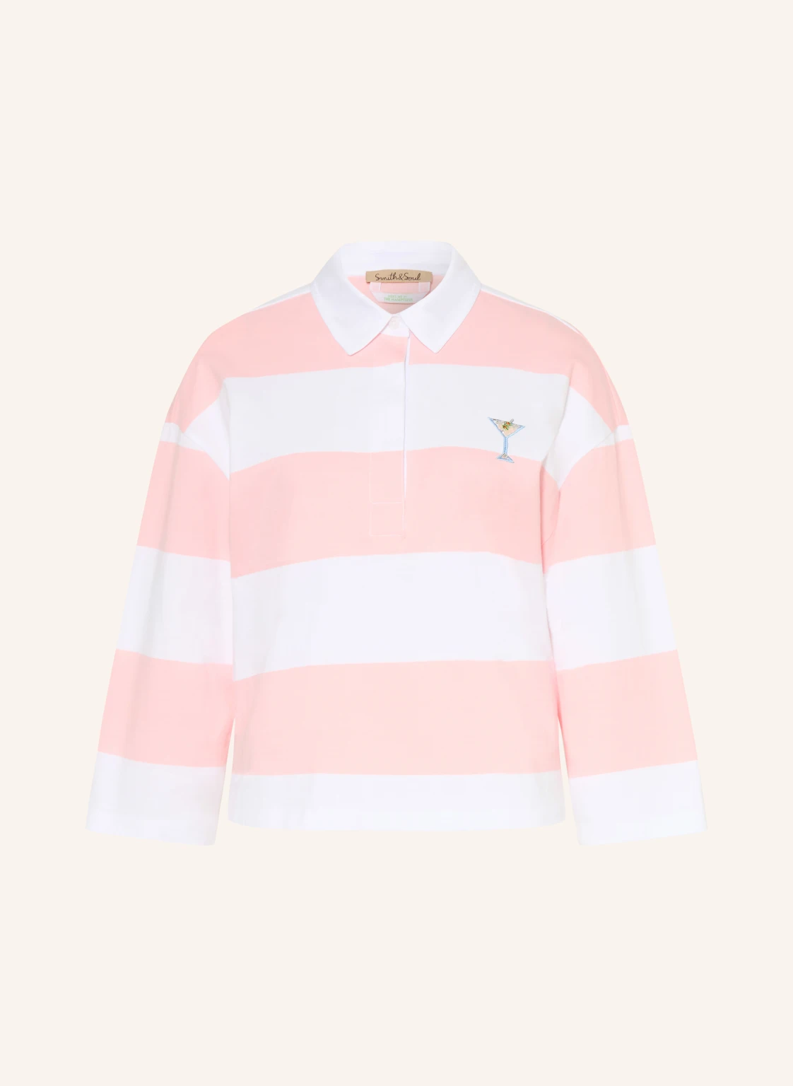 Smith & Soul Jersey-Poloshirt mit Schmuckperlen