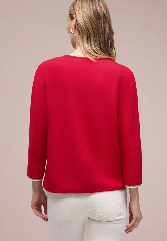 3/4-Arm Shirt mit Kontrastdetail