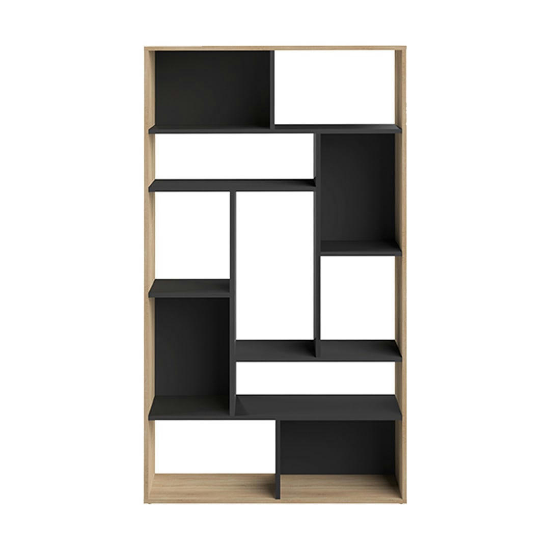 SEOUL - Bibliothèque effet bois noir et chêne naturel