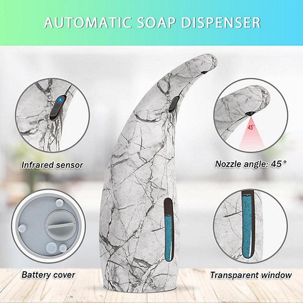 Distributeur de savon automatique, distributeur de savon électrique avec capteur (Marbre d'encre - 300 ml)