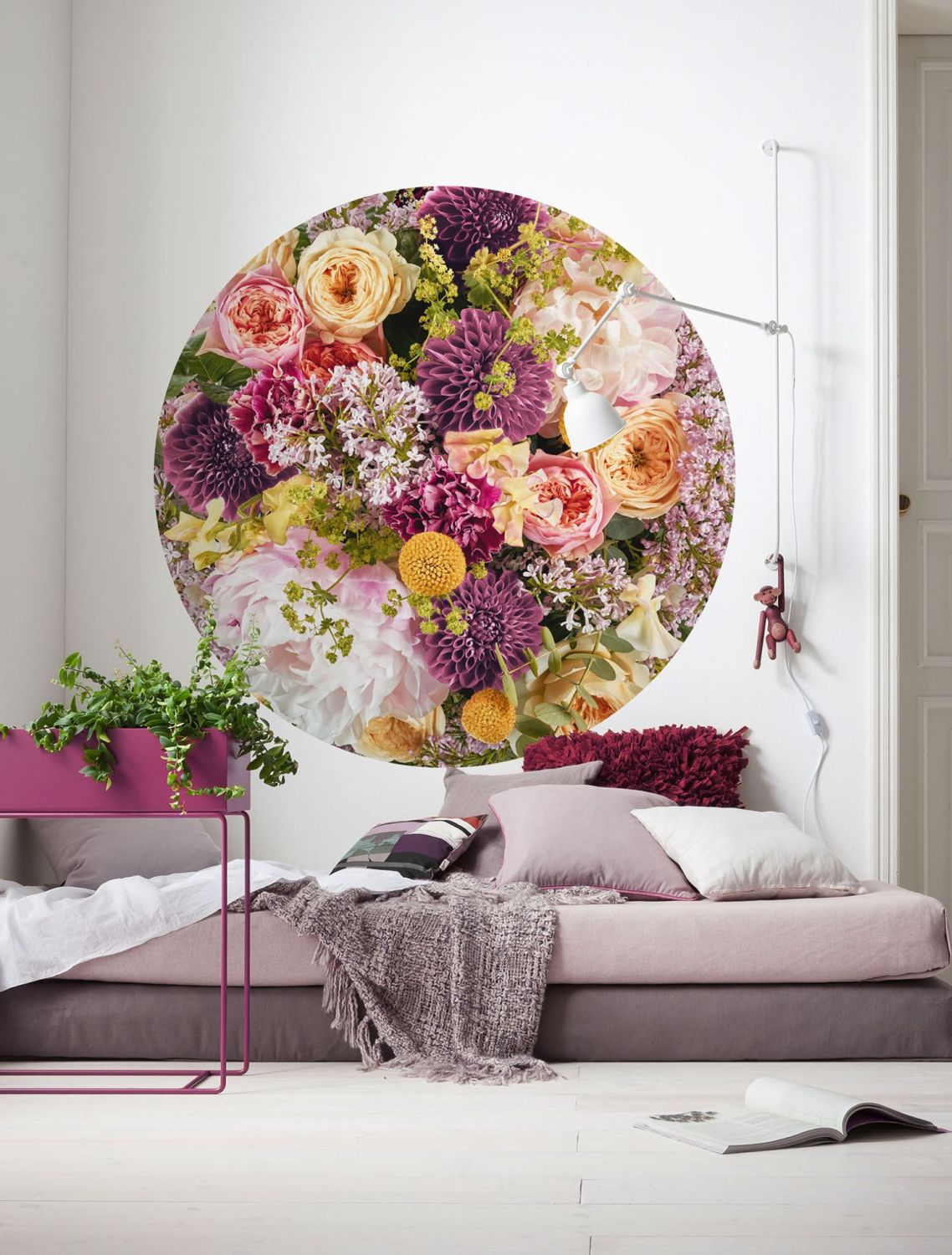 Sanders & Sanders zelfklevende behangcirkel bloemen multicolor - Ø 125 cm - 611806