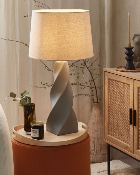 Lampa stołowa lampka nocna nowoczesna szara 71 cm