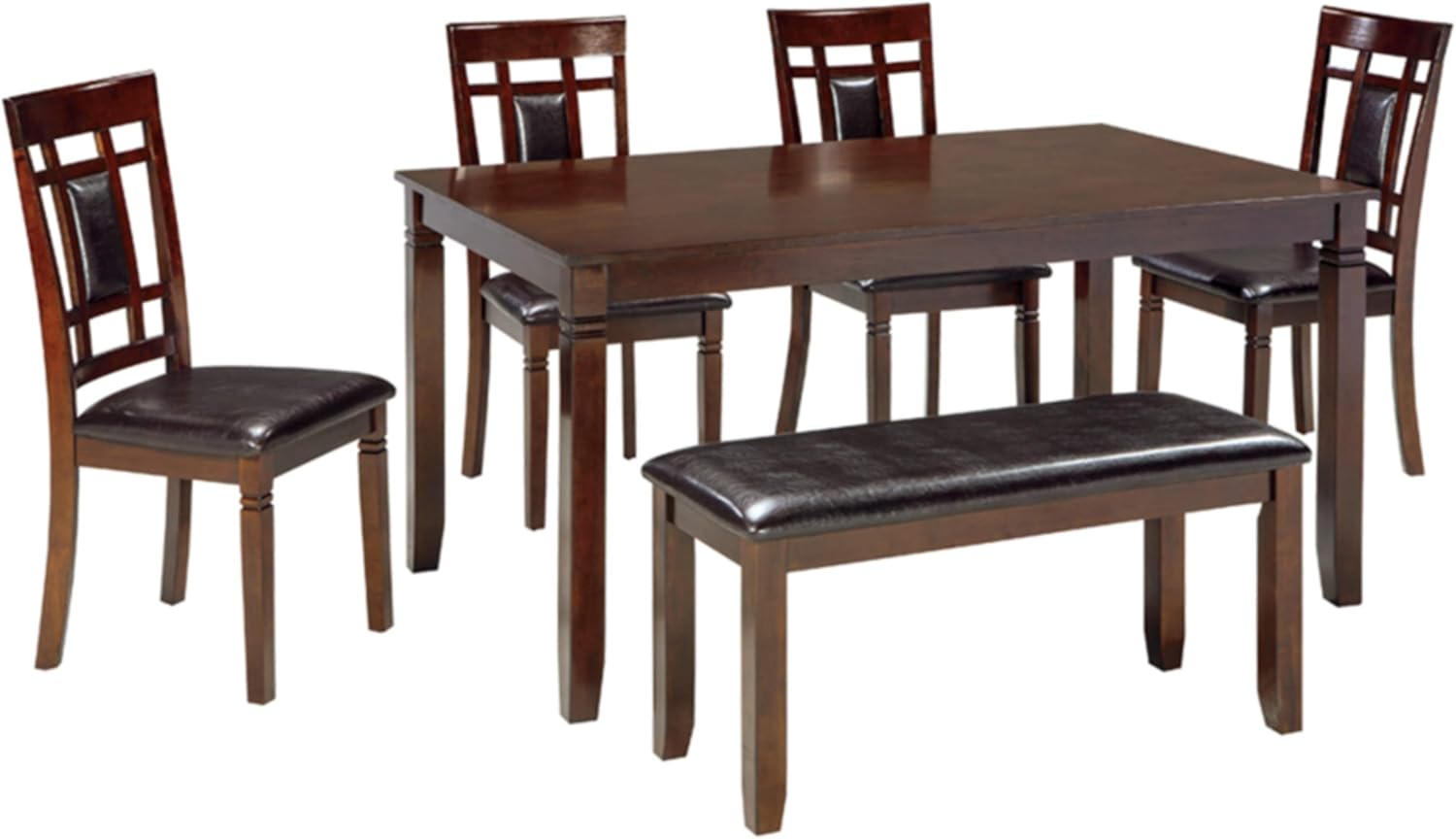 Signature Design by Ashley Bennox 6 Piece Dining Set with Upholstered Bench, Table & 4 Upholstered Chairs, Seats 6, Wood, Brown