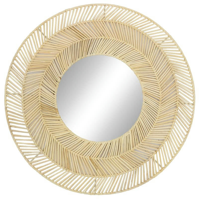 INDONESIA - Miroir rond cadre en rotin D55