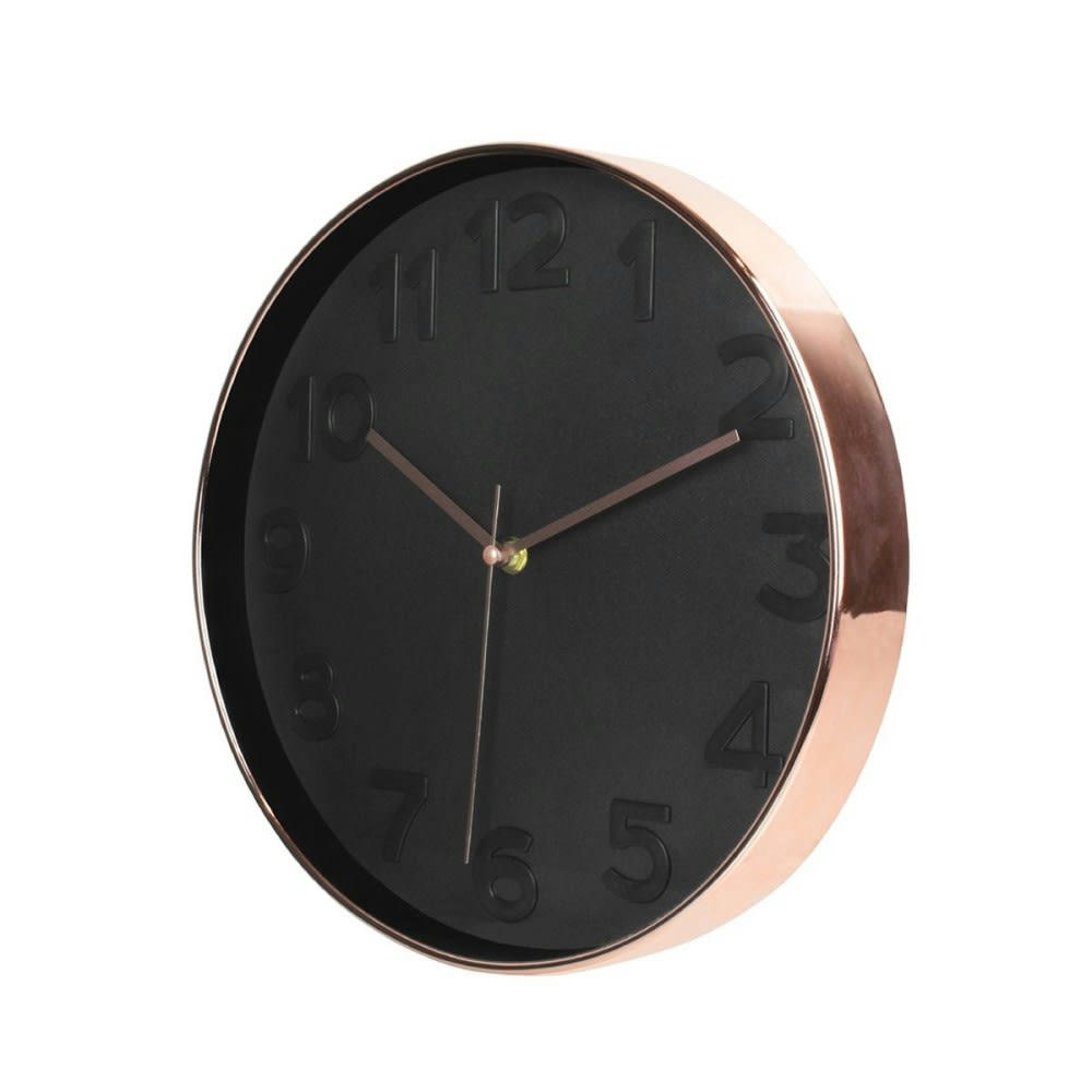 - Horloge ronde noire cuivrée D30cm