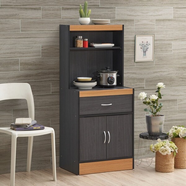 Hodedah 54" Tall 1-Drawer and Bottom Kitchen Cabinet - Black - 15.75"Lx23.62"Wx53.94"H