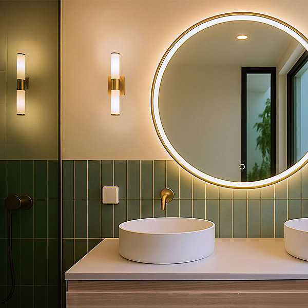 Applique murale moderne dorée IP44 2 lumières - Bath
